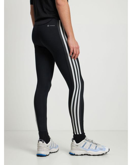 Adidas Originals Black 3 Stripes Tech leggings for men