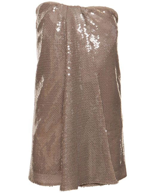16Arlington Brown Mirai Sequined Strapless Mini Dress