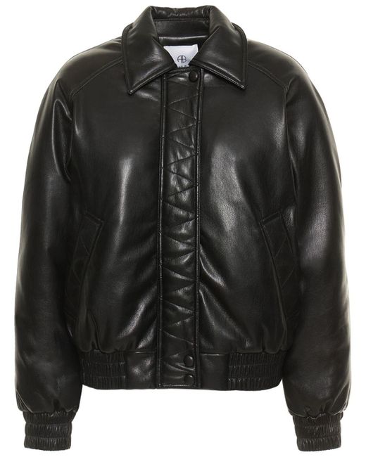 Anine Bing Zora Faux Leather Bomber Jacket in Black | Lyst
