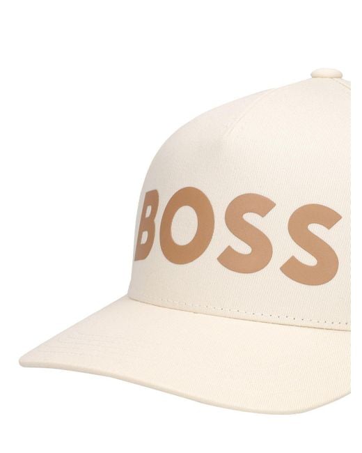 Gorra de algodón con logo Boss de hombre de color Natural