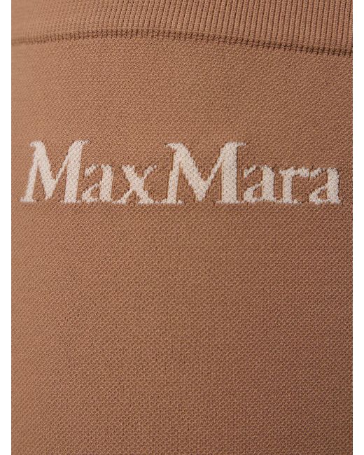 Leggings lama in techno con logo di Max Mara in Brown