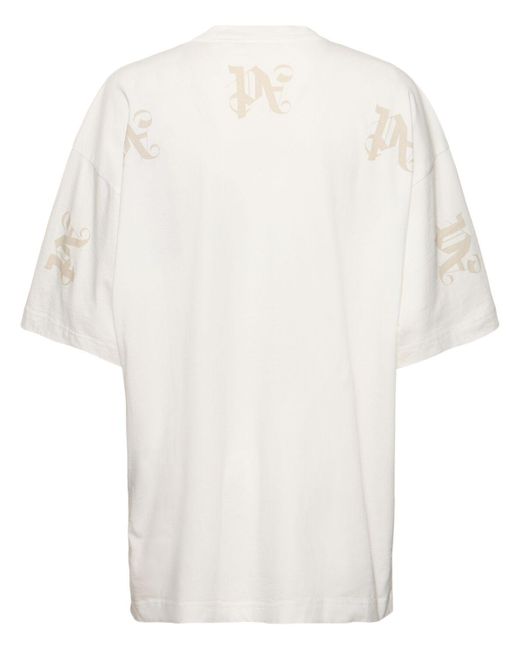 Palm Angels White Stamp Monogram Cotton T-shirt