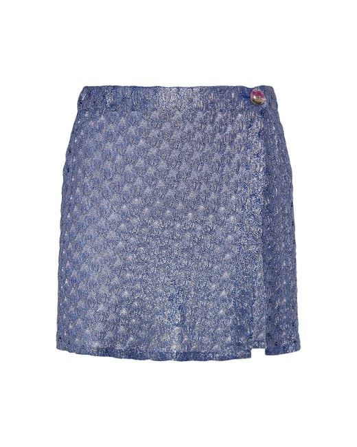 Missoni Blue Crochet Lurex Mini Skirt