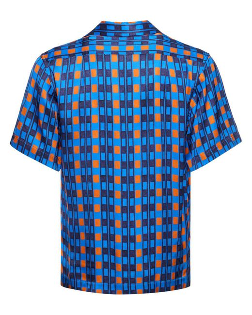 Wales Bonner Blue Highlife Printed Viscose Bowling Shirt for men