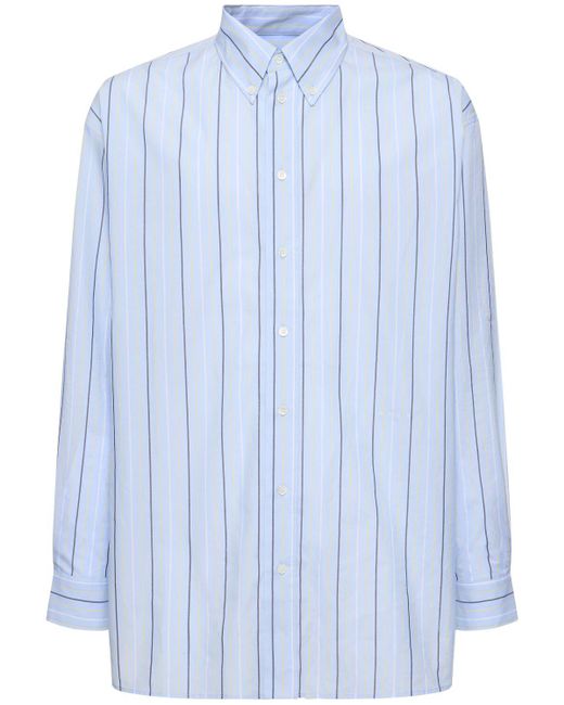 Marni Blue Striped Organic Cotton Poplin Over Shirt for men