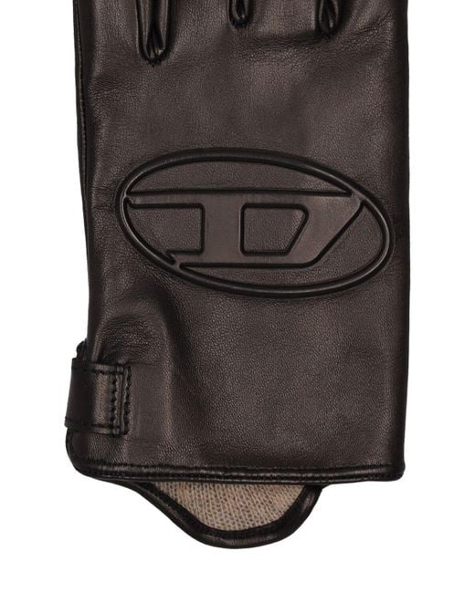 DIESEL Black Oval-d Soft Napa Leather Gloves for men