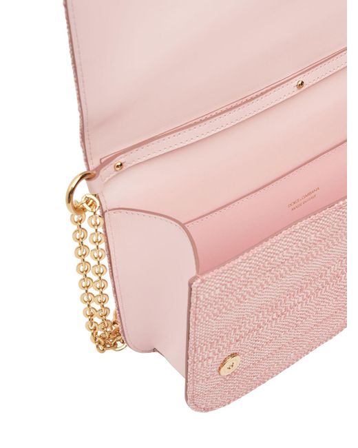 Sac porté épaule en raphia à chaîne Dolce & Gabbana en coloris Pink