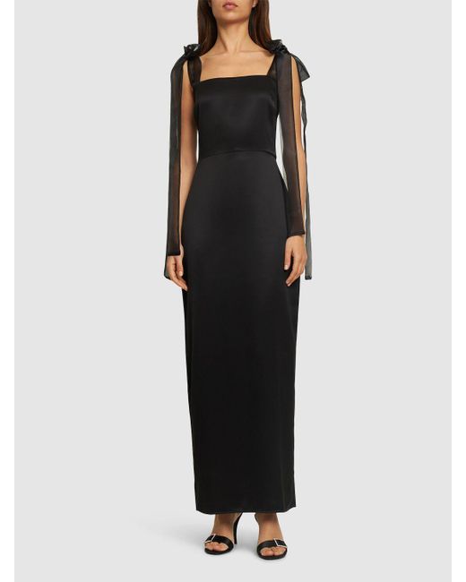 Reformation Black Kacia Tie-shoulder Satin Maxi Dress