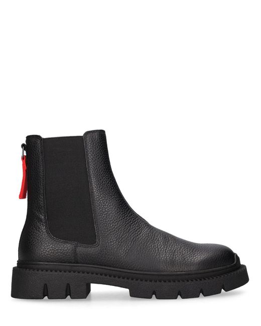 DIESEL Black D-troit Leather Chelsea Boots for men