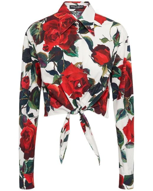 Dolce & Gabbana ポプリンクロップドシャツ Red
