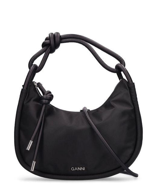 Ganni Black Knot Recycled Tech Shoulder Bag
