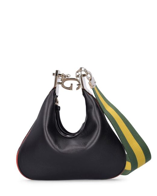 Gucci Mini Attache Leather Hobo Bag in Black | Lyst