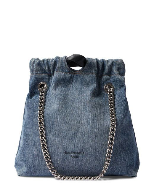 Balenciaga Blue Small Crush Tote Bag