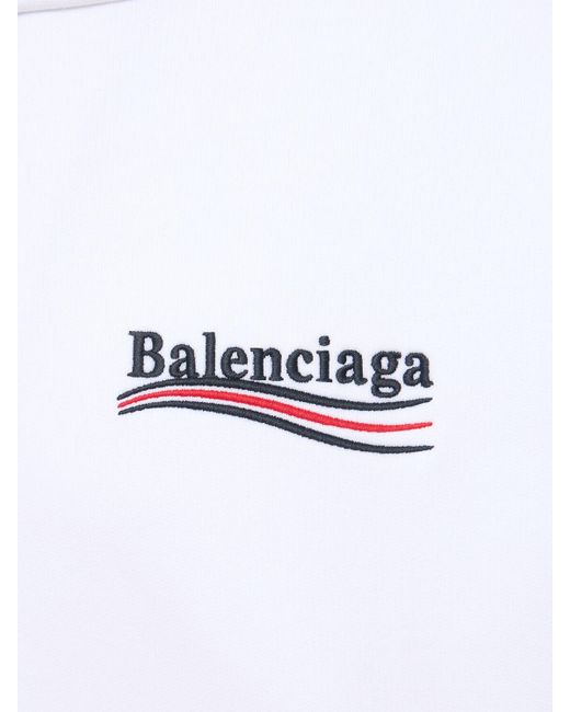 Balenciaga White Political Logo Cotton Sweatshirt Hoodie for men