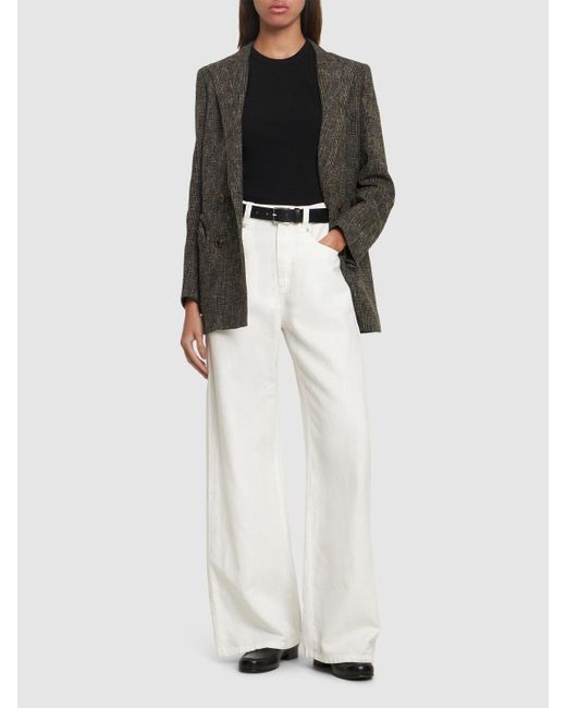 Pantaloni larghi in cotone e lino di Brunello Cucinelli in White