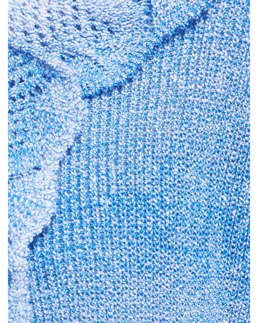 MSGM Blue Ruffled Cotton Blend Cardigan