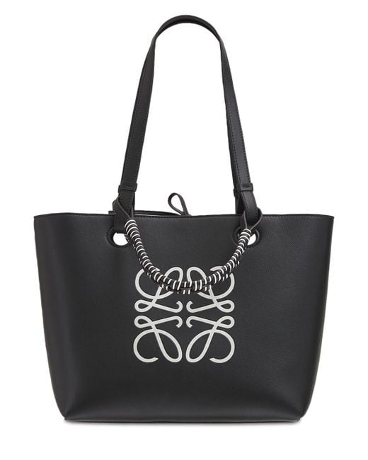 Loewe Anagram Leather Small Tote Bag in Black | Lyst