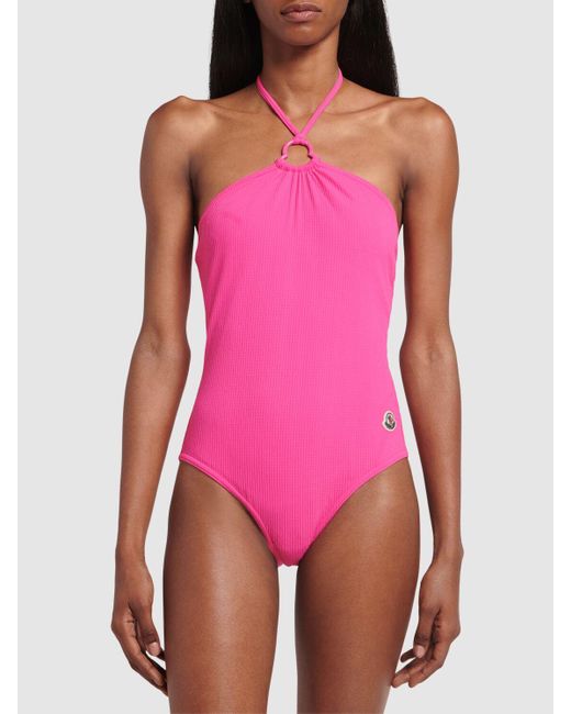 Moncler Pink Jersey One Piece Swimsuit