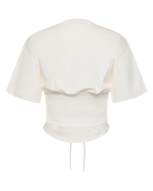 Mugler White Korsett-t-shirt Aus Baumwolljersey