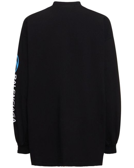 Balenciaga Surfer Cracked Vintage Cotton T-Shirt in Blue for