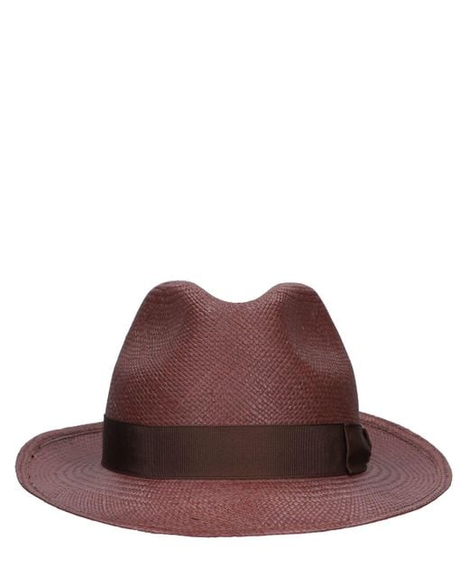 Borsalino Brown Federico 6Cm Brim Straw Panama Hat for men