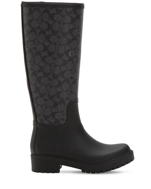 COACH Black 40mm Westerly Tall Rubber Rain Boots