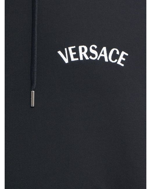 Versace Blue Logo Cotton Hoodie for men