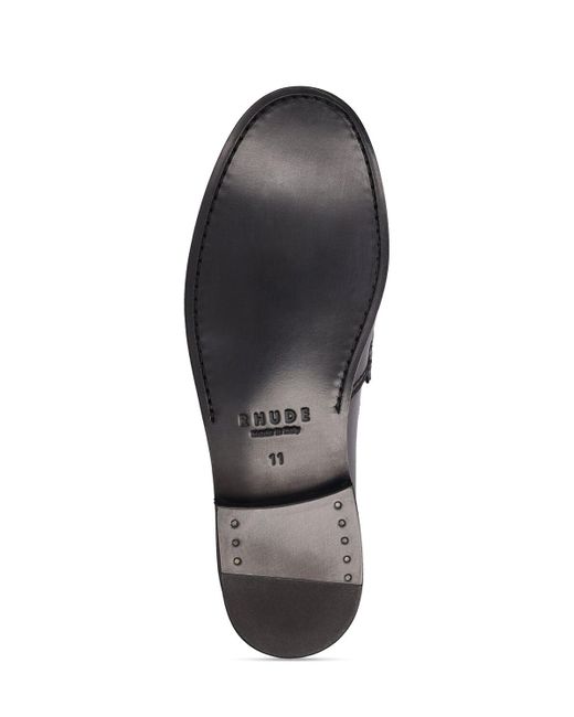 Rhude Black Leather Loafers for men