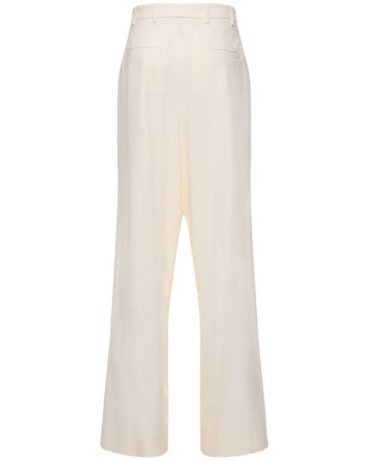 Pantalones anchos de lana stretch GIUSEPPE DI MORABITO de color White