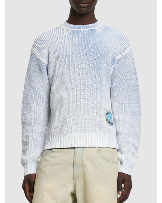 Acne Blue Kype Cotton Blend Sweater for men