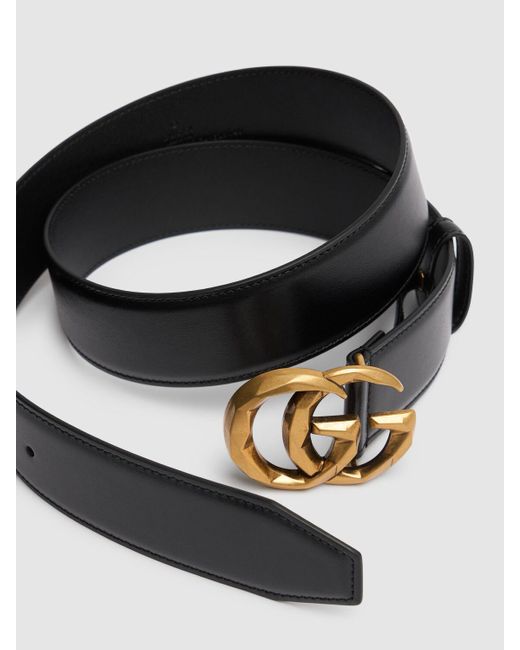 Cintura gg marmont in pelle 4cm di Gucci in Black da Uomo