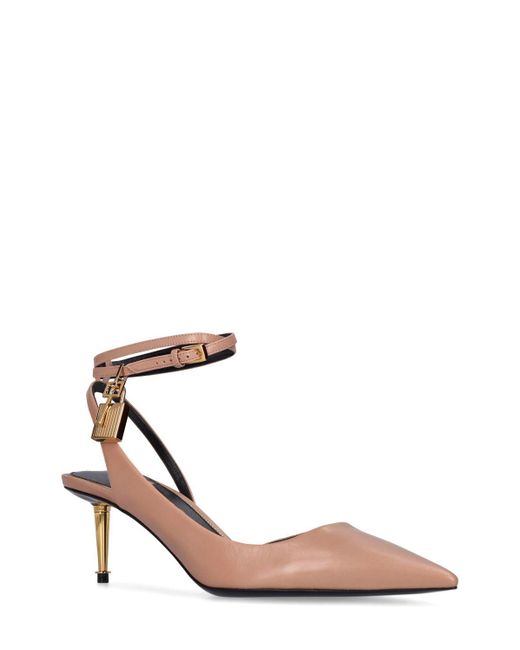 Tom Ford Pink Leather Slingbacks With Charm