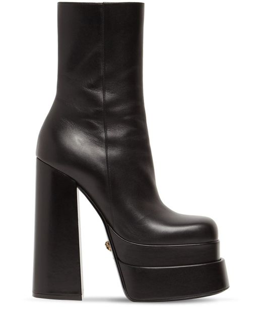 Versace Black 155mm Platform Leather Ankle Boots