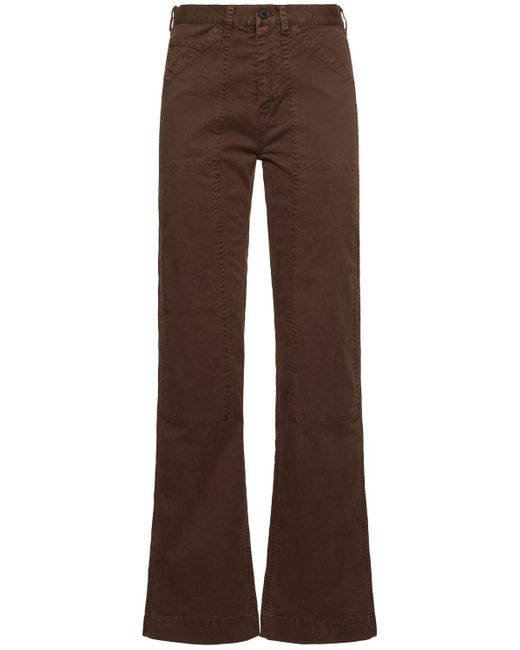 Nili Lotan Tibault コットンブレンドストレートパンツ Brown