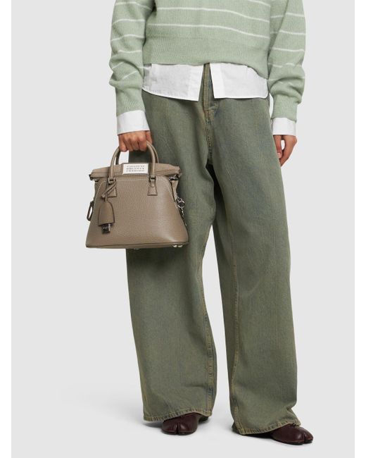 Maison Margiela Gray Mini 5ac Grained Leather Top Handle Bag