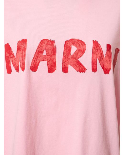T-shirt oversize en jersey de coton à logo Marni en coloris Pink
