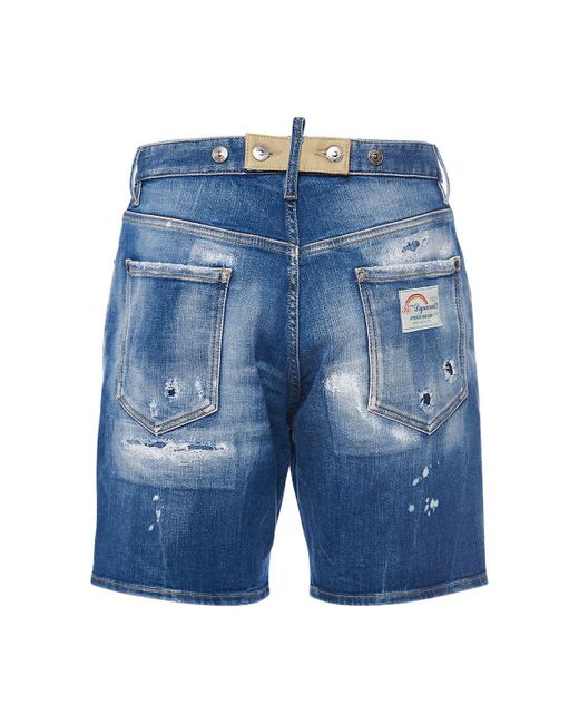 DSquared² Blue Marine Fit Stretch Cotton Shorts for men
