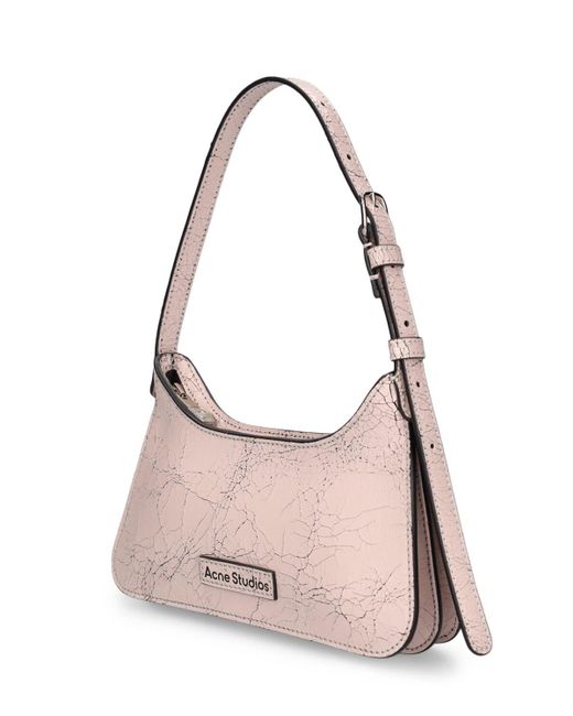 Acne Pink Micro Platt Crackle Leather Shoulder Bag