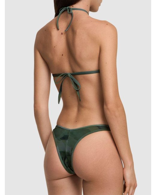 Palm Angels Green Camo Crossover Lycra Bikini Bottoms