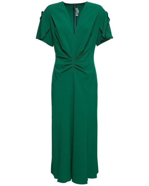Victoria Beckham Green Gathered Waist Dresses