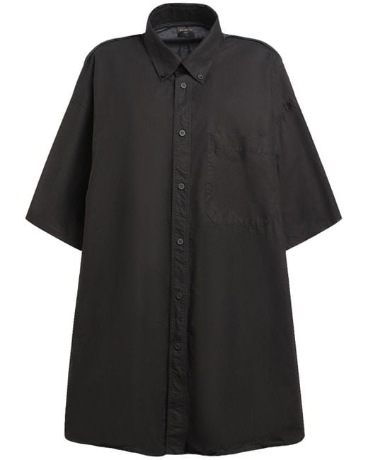 Balenciaga Black Hybrid Cotton Poplin Short Sleeve Shirt