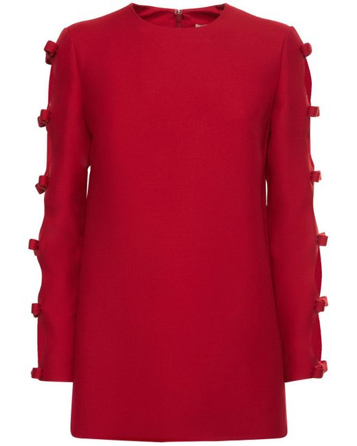 Top in crepe di lana e seta di Valentino in Red