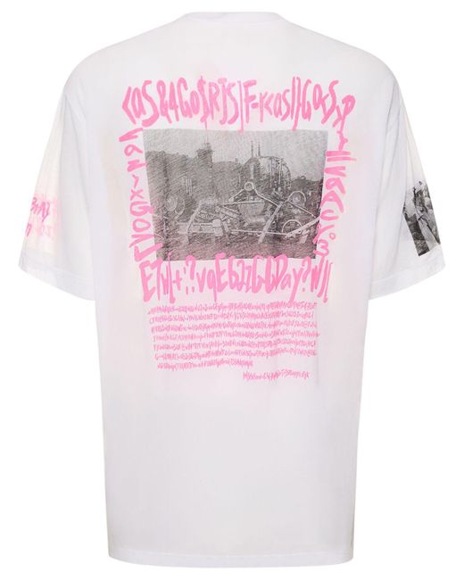 T-shirt in cotone con stampa di Doublet in Pink da Uomo