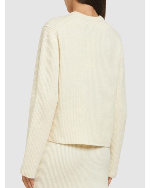 Theory Natural Ribbed Wool & Cashmere Boxy Sweater