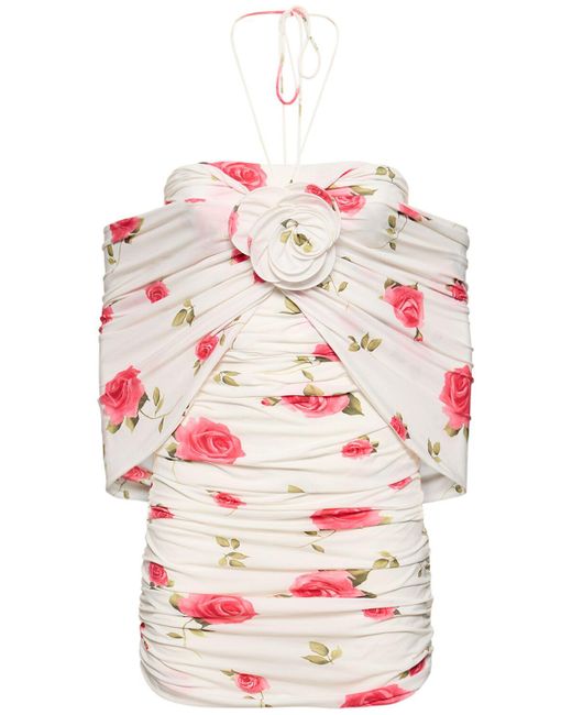Magda Butrym Pink Rose Print Jersey Mini Dress