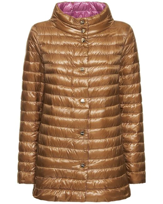 Herno A-shape Reversible Nylon Down Jacket in Brown | Lyst Canada