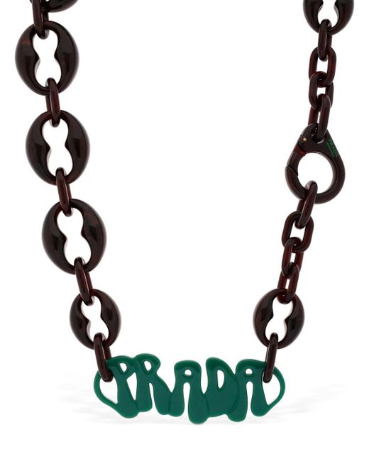 Prada Multicolor Maxi Logo Plexi Chain Necklace
