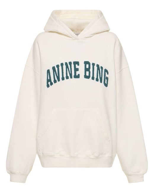 Felpa harvey in cotone con logo di Anine Bing in White