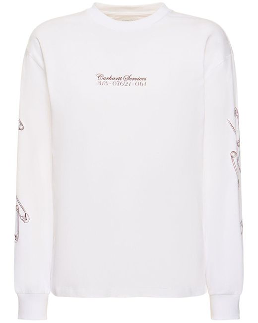 Carhartt White Safety Pin Long Sleeve T-shirt