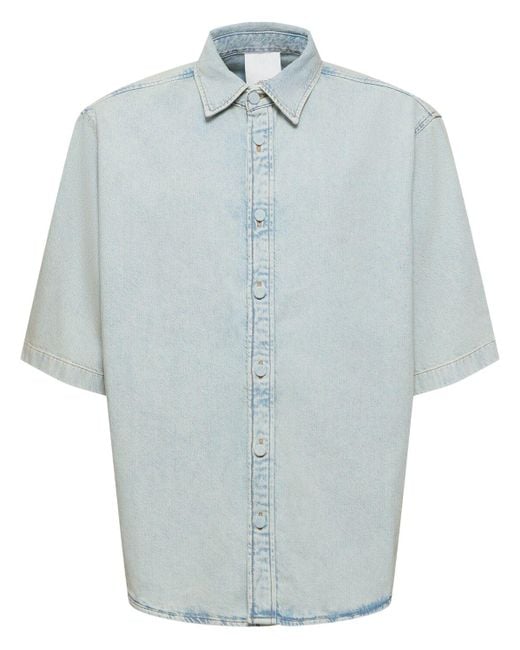 Camisa de denim con manga corta Acne de hombre de color Blue